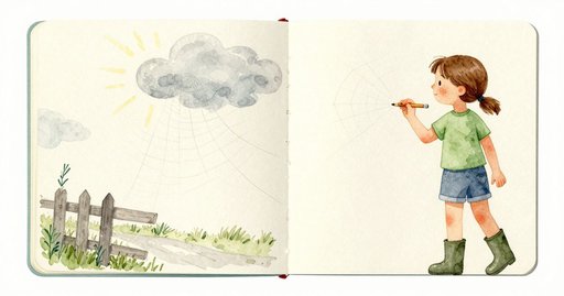 Coiling the Hose Beside the Morning Spider Web