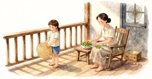 A Folding Fan and the Moving Shade on the Porch