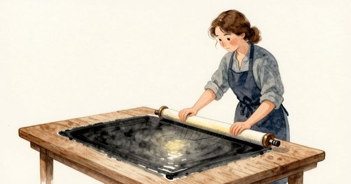 A Pale Line Across the Inked Woodblock Print