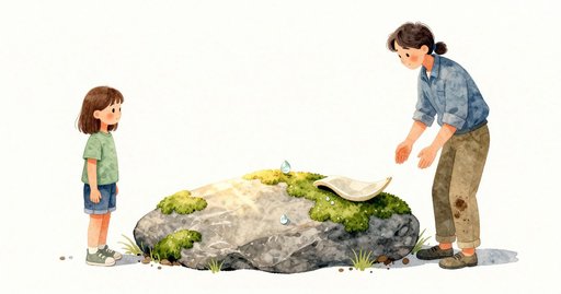 Paint Flake on the Moss Stone After the Bell