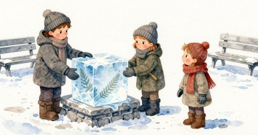 Ice Carving and the Crescent of Light on the Snow