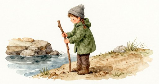 A Notched Stick at the Thawing Pond's Moving Edge