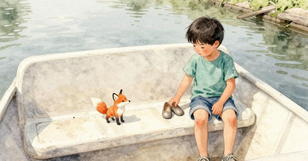 回到隧道口外，日光在水道上四散，磨痕與拋光處在亮處都清楚可見。Reese先讓指尖在陽光下變乾，再按回座椅，塑膠表面微微存著溫度。手又沿著邊緣慢慢摸過那些淺痕。小狐狸被磨白的鼻尖穩穩滑過，和水泵的節拍對齊，船聲變得柔和，水把碎散的光帶著走。