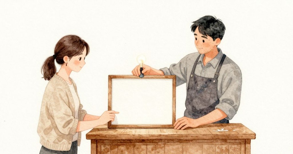 Corinne 用掌心托著小心將天平往左移,細砂在木架上輕輕摩擦,橡膠腳正好落進那塊淨矩形;她指尖按了一下,灰框更深一線,指針穩穩貼住中心。她的節奏與 Inigo 的提放相合,滴管在他手停住時給出一滴,紙條慢慢飲下,一縷淡花香穿過紙面。