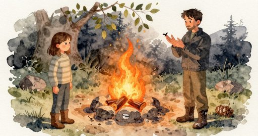 Campfire Shadows and a Missing Leaf
