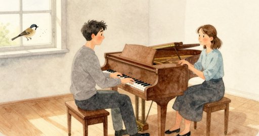 The Sparrow’s Double on the Piano Lid During Tuning