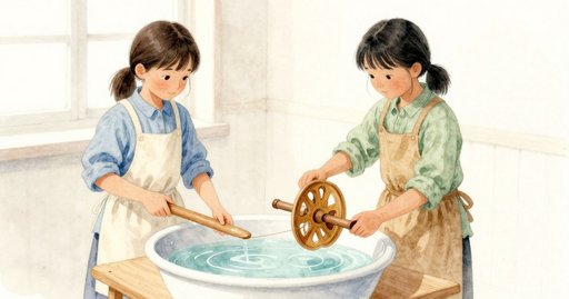 A Silk Thread Turned Visible on the Hand-Crank Reel