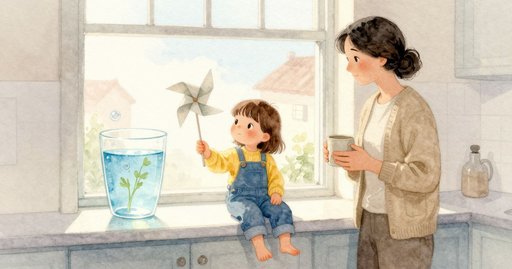 Celery and Blue Water: A Leaf Shows a Pinwheel