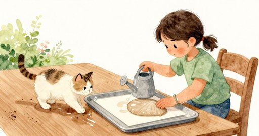 Shell, Water, and a Paw Print on the Shelf